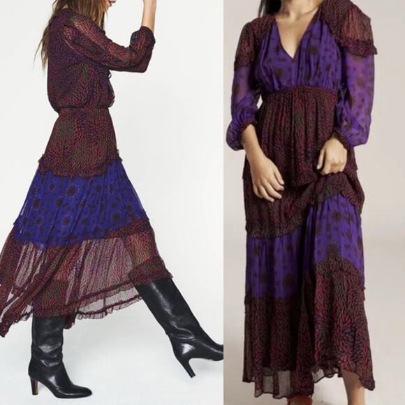 Elegant Purple and Red Women's Dress - Picture 4 of 9